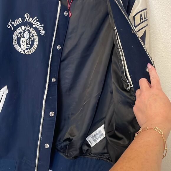 True Religion Varsity Jacket Richie Letterman bomber jacket | men's S | blue - Picture 11 of 15